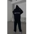 Nakış İşlemeli Üç İplik Sweat Takım- Siyah
