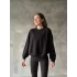 Osy Modal Yumuşak dokulu Kumaş Bisiklet Yaka Oversize Sweatshirt - Siyah