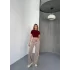 Osy Modal Yumuşak Dokulu Kumaş Nakış işlemeli Rahat Bol Paça Eşofman Pantalon - Bej