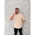 Yakalı Patlı Kısa Kol T-shirt - Bej