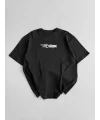 20/1 Penye Compack Unisex Baskılı Oversize Bisiklet Yaka Kısa Kol Yazlık T-shirt - Siyah