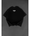 Baskılı Oversize Bisiklet Yaka T-shirt - Siyah