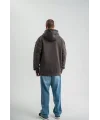 Double Oversize Kapşonlu Nakışlı SweatShirt - Füme