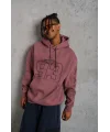 Lushiowear Erkek 3 İplik Pamuklu Kapüşonlu Baskılı Cepli Sweatshirt Hoodie - Gül Kurusu