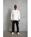 Erkek 98 Baskılı Kapşonlu Sweat - Beyaz