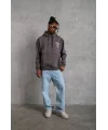 Erkek 98 Baskılı Kapşonlu Sweat - Gri