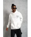 Lushiowear Erkek 98 Baskılı Kapşonlu 3 iplik pamuklu Sweatshirt hoodie - Beyaz