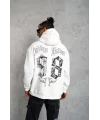 Lushiowear Erkek 98 Baskılı Kapşonlu 3 iplik pamuklu Sweatshirt hoodie - Beyaz
