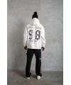 Lushiowear Erkek 98 Baskılı Kapşonlu 3 iplik pamuklu Sweatshirt hoodie - Beyaz