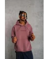 Lushiowear Erkek 3 İplik Pamuklu Kapüşonlu Baskılı Cepli Oversize Sweatshirt Hoodie - Gül Kurusu