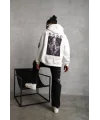 Erkek Baskılı Kapüşonlu Sweat - Beyaz