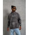 Lushiowear Erkek 3 İplik Pamuklu Kapüşonlu Kanguru Cepli Sweatshirt Hoodie -  Gri