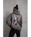 Erkek Baskılı Kapüşonlu ve Kanguru Cepli Sweat- Gri