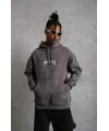 Erkek Baskılı Kapüşonlu ve Kanguru Cepli Sweat- Gri
