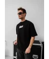 Erkek Baskılı Oversize T-shirt - Siyah