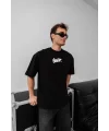 Erkek Baskılı Oversize T-shirt - Siyah