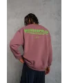 Lushiowear Erkek Bisiklet Yaka Baskılı 3 iplik pamuklu Sweatshirt - Gül Kurusu