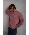 Lushiowear Erkek Bisiklet Yaka Baskılı 3 iplik pamuklu Sweatshirt - Gül Kurusu