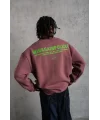 Lushiowear Erkek Bisiklet Yaka Baskılı 3 iplik pamuklu Sweatshirt - Gül Kurusu
