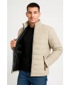 Erkek Bomber Mont Ceket – Su İtici Kumaş, Kapitone Astarlı, Fermuarlı, Kışlık - Bej