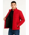 Erkek Bomber Mont Ceket – Su İtici Kumaş, Kapitone Astarlı, Fermuarlı, Kışlık - Kırmızı