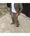 Erkek Fitilli Kadife Cepli Buggy Pantolon Oversize Rahat Kalıp - Haki