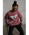Lushiowear Erkek Güvercin Baskılı Bisiklet Yaka Sweatshirt 3 iplik pamuklu - Gül Kurusu
