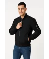 Erkek Bomber Mont Ceket – Fermuarlı, Kapitone İçi Astarlı, Su İtici Kumaş, Regular Fit, Uzun Kollu, Yandan Cepli, Bahar & Kış Rahat Günlük Stil - Siyah