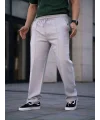 Erkek Keten Cepli Çıma Dikişli jogger Buggy Pantalon Rahat kalıp - Gri