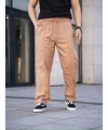 Erkek Keten Cepli Çıma Dikişli jogger Buggy Pantalon Rahat kalıp - Kahverengi
