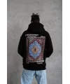 Erkek Kilim Desen Kapüşonlu - Siyah
