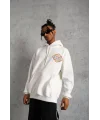 Erkek Kilim Desen Kapüşonlu Sweat - Beyaz