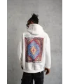 Erkek Kilim Desen Kapüşonlu Sweat - Beyaz