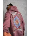 Erkek Kilim Desen Kapüşonlu Sweat - Gül Kurusu
