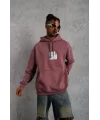 Erkek Ön Arka Baskılı Kapşonlu Sweat - Gül Kurusu
