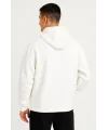 Erkek Ovarsize Kapüşonlu Swetshirt Kanguru Çepli Cıtcıtlı 3 iplik Şardonlu Hoodie - Beyaz