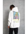 Erkek Patel Six Baskılı Kapüşonlu Sweat - Beyaz