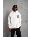 Erkek Patel Six Baskılı Kapüşonlu Sweat - Beyaz