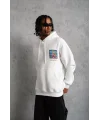 Erkek Patel Six Baskılı Kapüşonlu Sweat - Beyaz