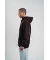 Erkek Premium Nakışlı Kapşonlu Sweatshirt Double Oversize Üç İplik Pamuklu - Siyah
