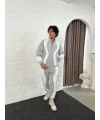 Erkek Premium Parçalı Eşofman Takım - Dik Yaka Fermuarlı Sweatshirt, - Gri