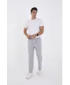 Erkek Üç İplik Basic Eşofman Boru Paça İpli Pantolon - Gri