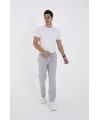 Erkek Üç İplik Basic Eşofman Boru Paça İpli Pantolon - Gri