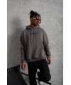 Lushiowear Erkek 3 İplik Pamuklu Kapüşonlu Kanguru Cepli Sweatshirt Hoodie -  Gri