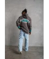 Lushiowear Erkek 3 iplik Pamuklu Alev Baskılı Kapüşonlu hoodie Sweatshirt - Gri
