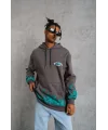 Lushiowear Erkek 3 iplik Pamuklu Alev Baskılı Kapüşonlu hoodie Sweatshirt - Gri