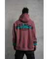 Lushiowear Erkek 3 İplik içi Pamuklu Alev Baskılı Kapüşonlu hoodie Sweatshirt - Gül Kurusu