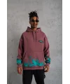 Lushiowear Erkek 3 İplik içi Pamuklu Alev Baskılı Kapüşonlu hoodie Sweatshirt - Gül Kurusu