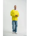 Geniş V yaka Kol Ribana Detaylı SweatShirt - Sarı