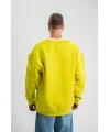 Geniş V yaka Kol Ribana Detaylı SweatShirt - Sarı
